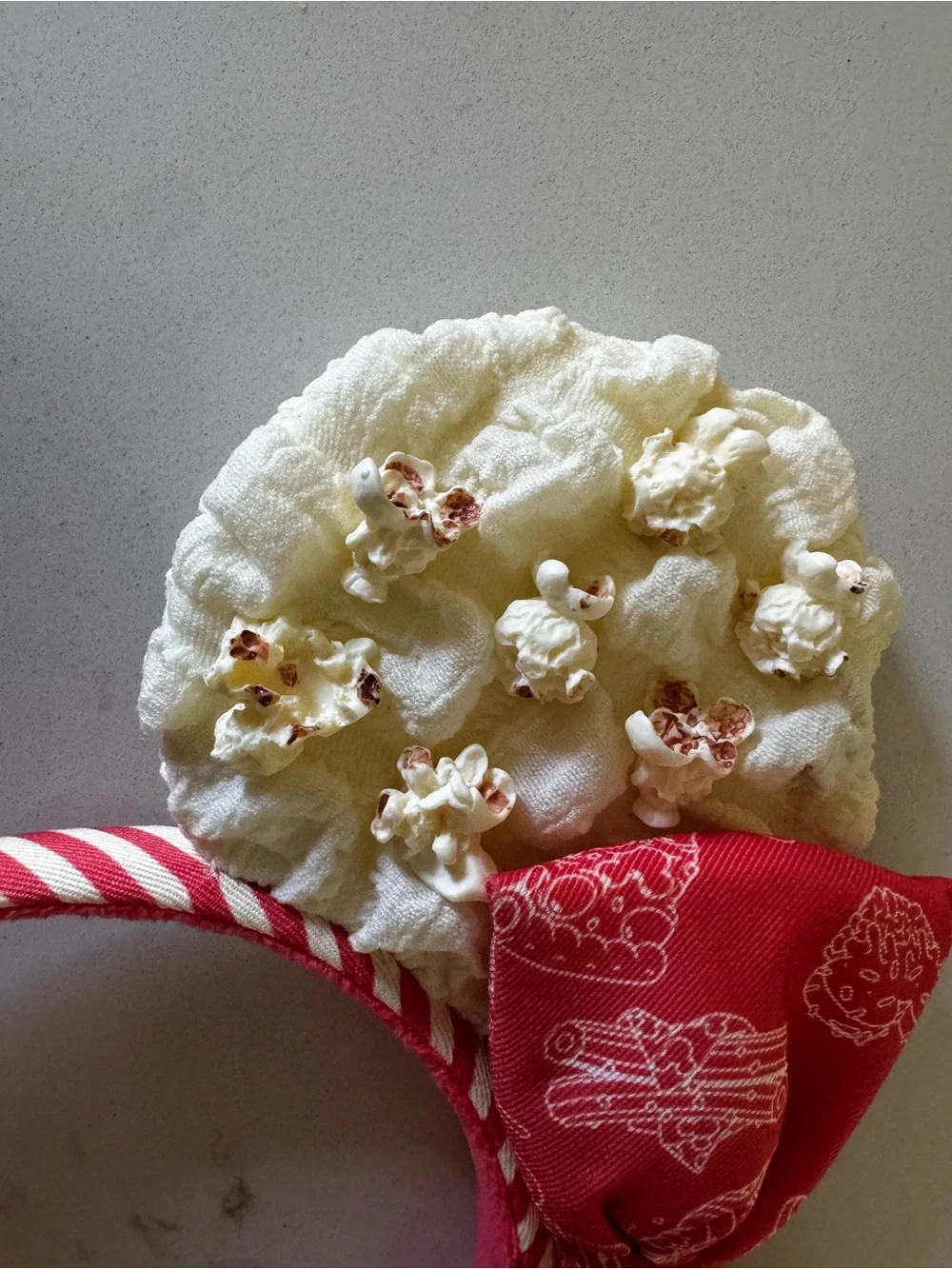 Disney Kids Cream Popcorn Ears Headband with Red Bow